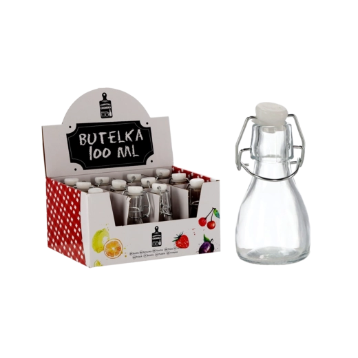 Bottiglia in vetro 100 ml con tappo in HDPE, confezione da 12 pezzi
