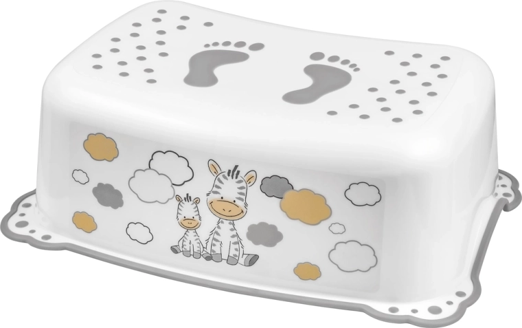 Maltex sgabello antiscivolo per bambini Zebra, bianco/grigio