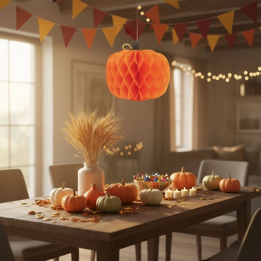 Decorazione autunnale in carta a forma di zucca, lanterna, 30 cm
