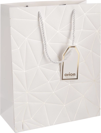 Borsa regalo in carta con motivo a griglia bianca 26 × 12 × 32 cm