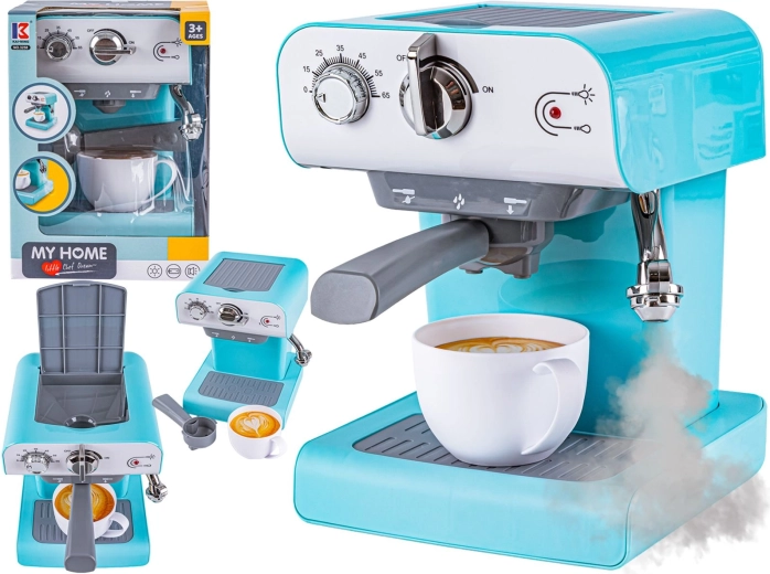 Macchina da caffè a leva per bambini con montalatte, vapore, luce e suono