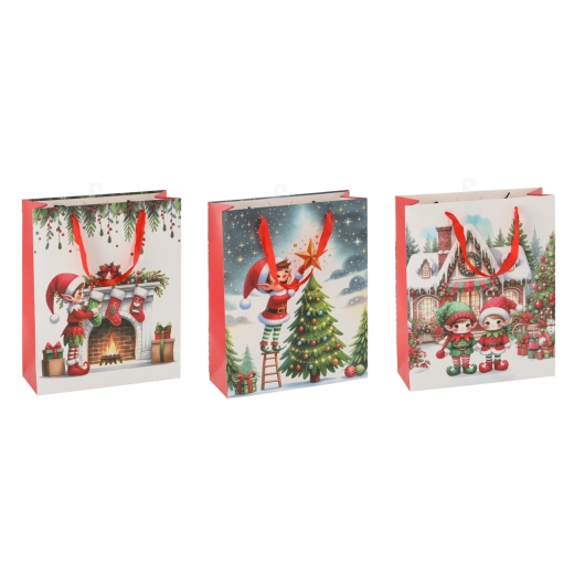 Busta regalo Gnomo di Natale 30 × 42 × 12 cm (mix di motivi)