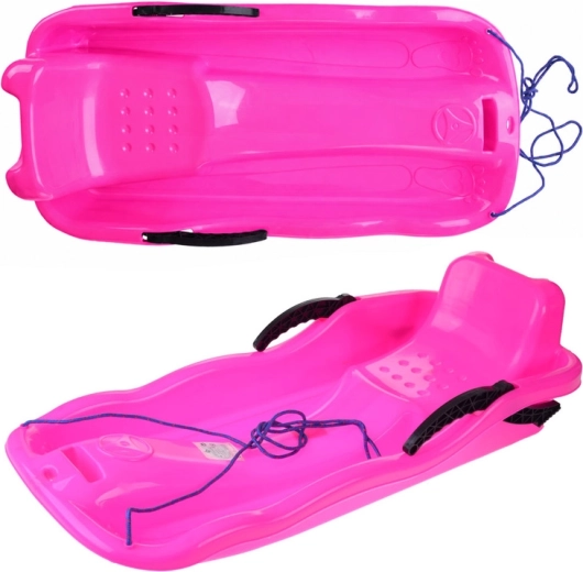 Slittino di plastica per la neve con corda e freni, rosa – Rosa
