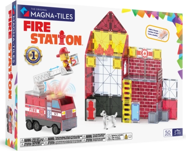 Magna-Tiles costruzioni magnetiche Caserma dei pompieri (50 pezzi)
