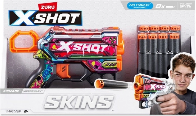 ZURU X-Shot Skins Menace Mercenary blaster in schiuma per bambini