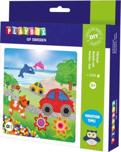 PLAYBOX Perline da stirare Set Cani, auto, delfini e fiori 2000 pezzi
