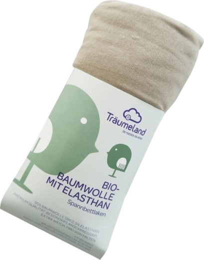 Träumeland lenzuolo in cotone biologico con elastan 40 × 90 cm taupe