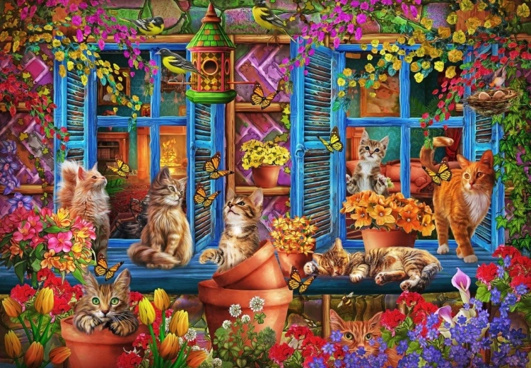 Puzzle davanzale con gatti 1000 pezzi BLUEBIRD