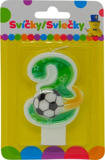 Candela di compleanno numero 3 con pallone