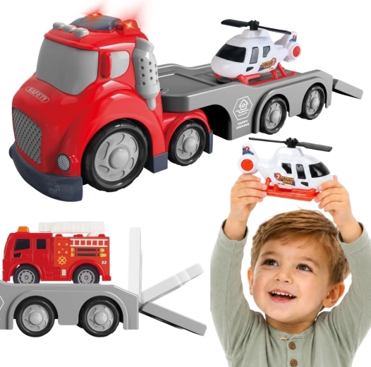 Woopie City Truck carro attrezzi dei vigili del fuoco con elicottero ed effetti sonori