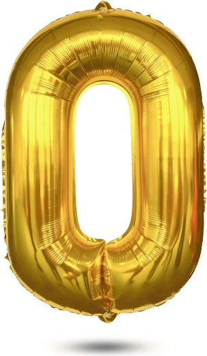 Palloncino dorato in foil a forma di numero 0, 75 cm