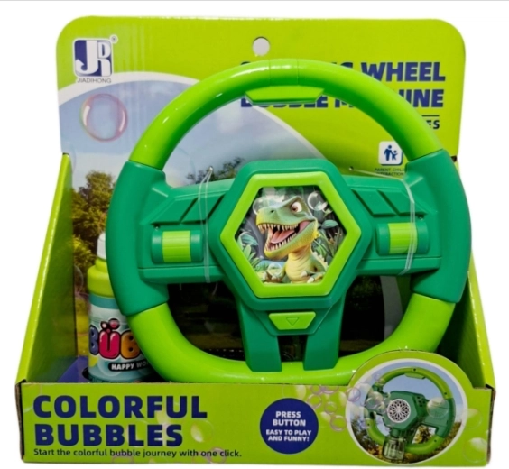 Volante per bolle con motivo dinosauro ed effetto luminoso
