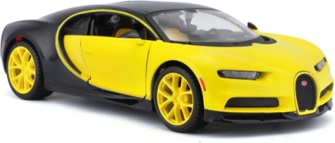 Modello da collezione BUGATTI Chiron giallo‑nero 1:24