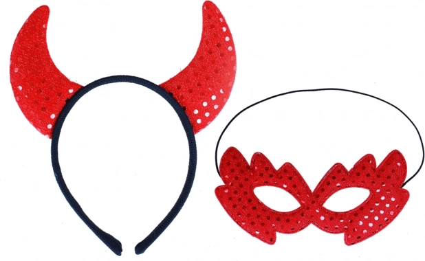 Set corna da diavolo e mascherina con paillettes per adulti