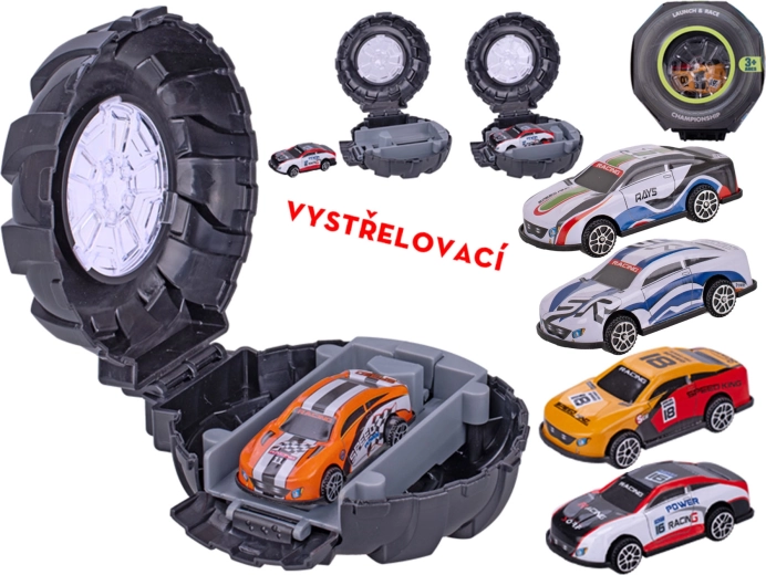 Macchinina sportiva in metallo con pneumatico a lancio 6,5 cm