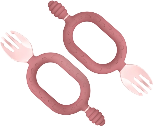 Bibado Sporkit forchettine multifunzione e massaggiagengive 2 in 1 blush (2 pz)