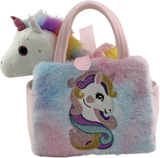 Borsetta di peluche a forma di unicorno con stellina