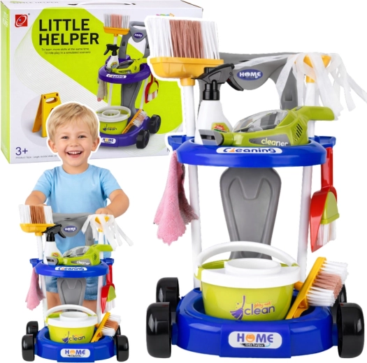 Carrello delle pulizie interattivo per bambini con aspirapolvere e 20 accessori