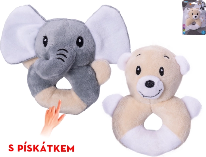 Animaletto di peluche con sonaglino 11 cm – elefante o orsacchiotto
