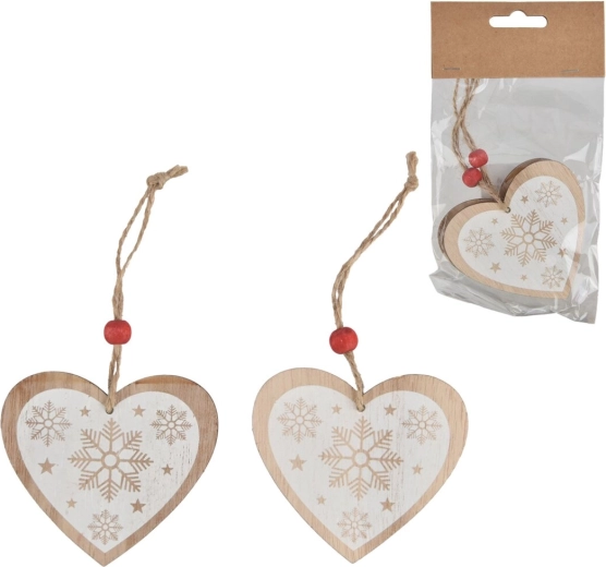 Cuore in legno bianco da appendere (2 pz)
