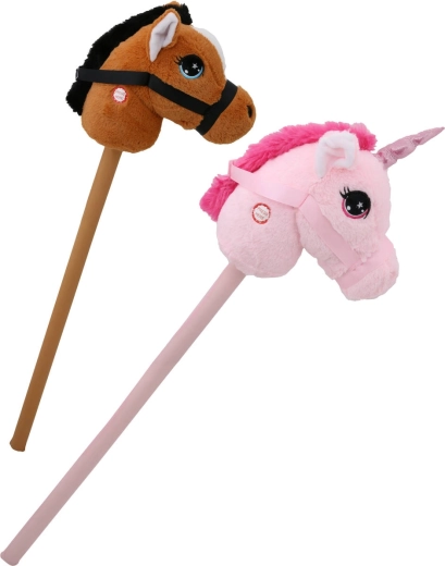 Hobby horse in peluche cavallo o unicorno con suoni a batterie - 1 pezzo