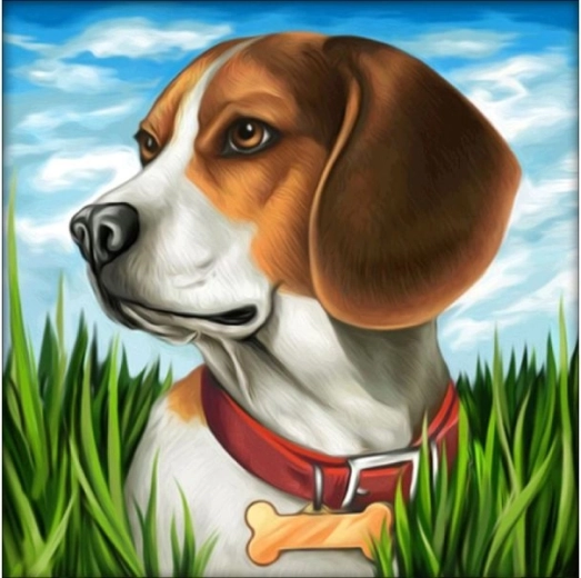 Mosaico di diamanti (diamond painting) cane Beagle 30 × 30 cm - 1 pezzo