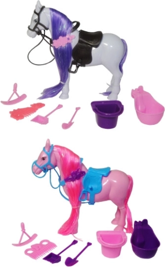 Cavallino di plastica con accessori per bambole