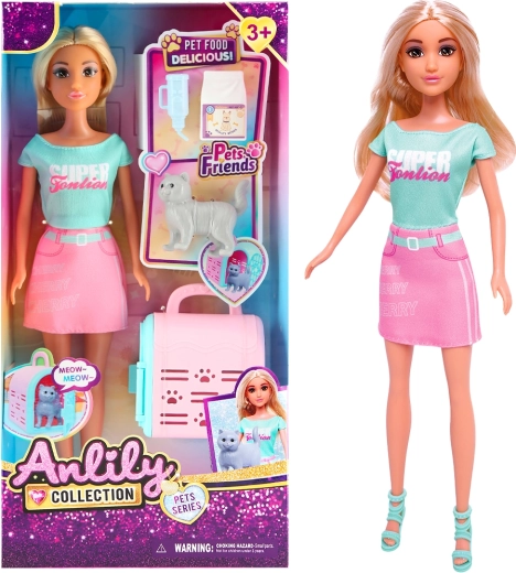 Bambola con trasportino e gattino