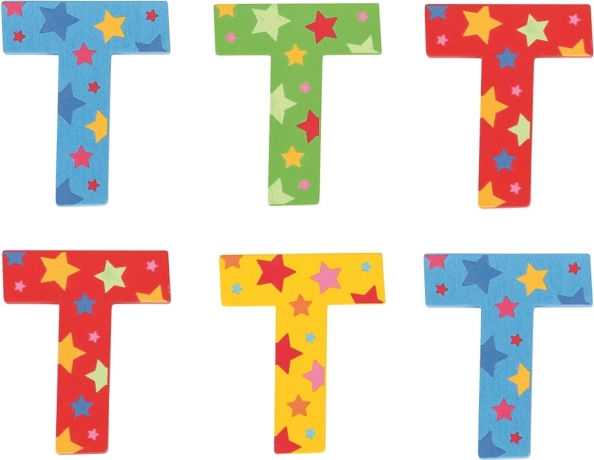 Bigjigs Toys lettera T a stelline – in legno 7×7 cm