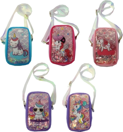 Borsetta crossbody per bambini con unicorno e decorazioni vorticosi