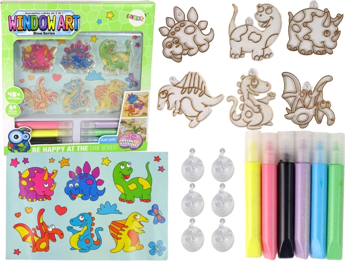 Set creativo vetrate Fusing Paint Dinosauri 3D