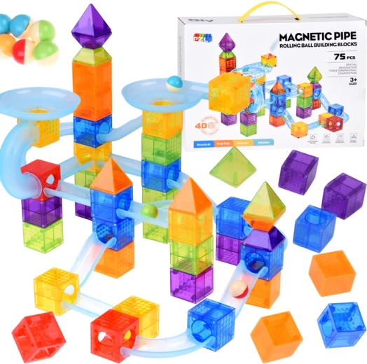 Cubetti magnetici con pista per biglie 75 pezzi