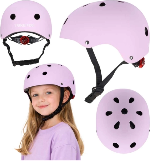 Casco ciclistico per bambini con LED TRIKE FIX, taglia M (55–58 cm), viola