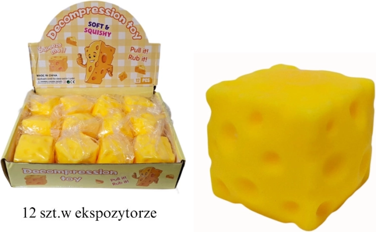 Pallina antistress da schiacciare a forma di cubo di formaggio