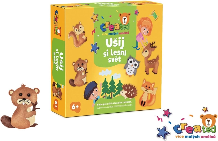 Created kit creativo “Cuci il mondo degli animali del bosco” in scatola 25 × 21 cm