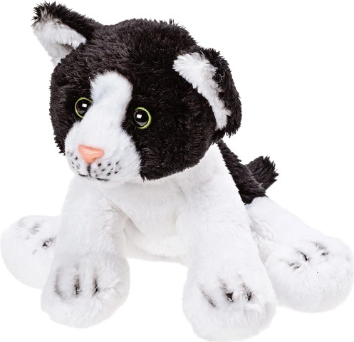 Gatto di peluche bianco e nero 15 cm