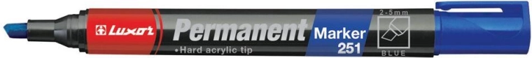 Pennarello permanente LUXOR 251 con punta smussata 2–5 mm – blu