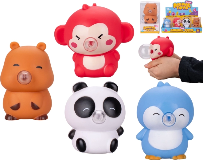 Morbida figurina animaletto con bolla 7 cm