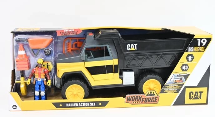 CAT camion ribaltabile da lavoro con effetti, 34 cm, personaggio e accessori