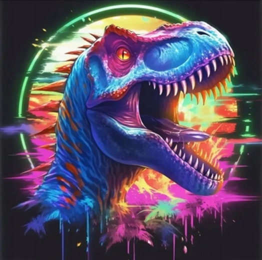 Norimpex pittura con diamanti neon T-Rex 30 × 40 cm - 1 pezzo