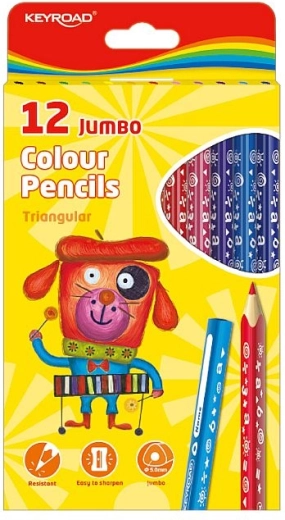 Pastelli KEYROAD Jumbo triangolari, 12 colori