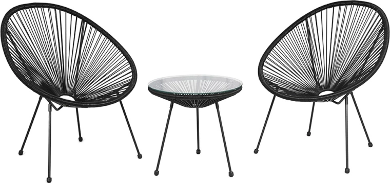Baby Mix set da giardino nero per balcone e terrazza 2+1
