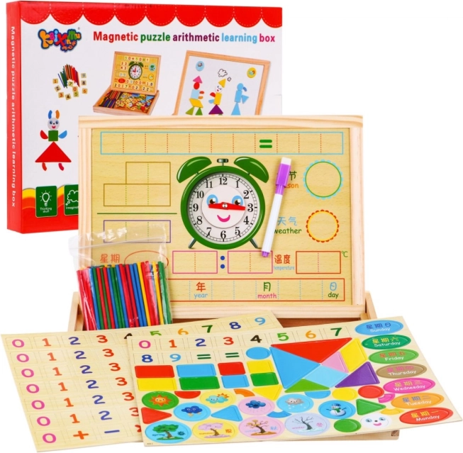 Lavagna magnetica in legno per bambini 3+ set educativo con accessori