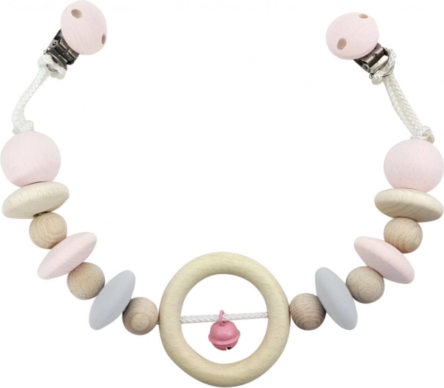 Giocattolo sospeso per passeggino Hess con campanella rosa