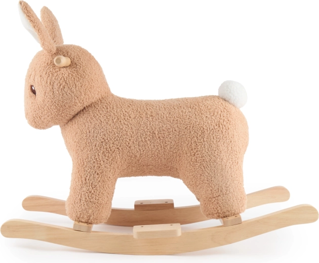 Bieco coniglietto a dondolo Fine in bouclé su pattini in legno