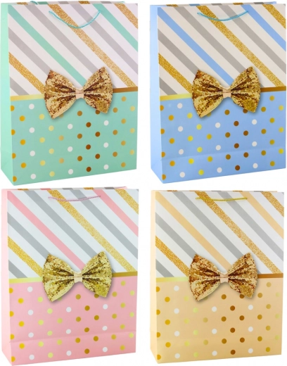 Grande borsa regalo con fiocco dorato