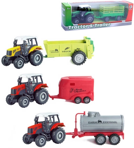Trattore agricolo in metallo con rimorchio 23 cm a retrocarica - 1 set