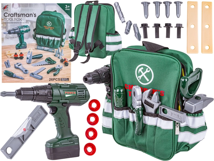 Set di attrezzi per bambini con zaino e avvitatore a batteria