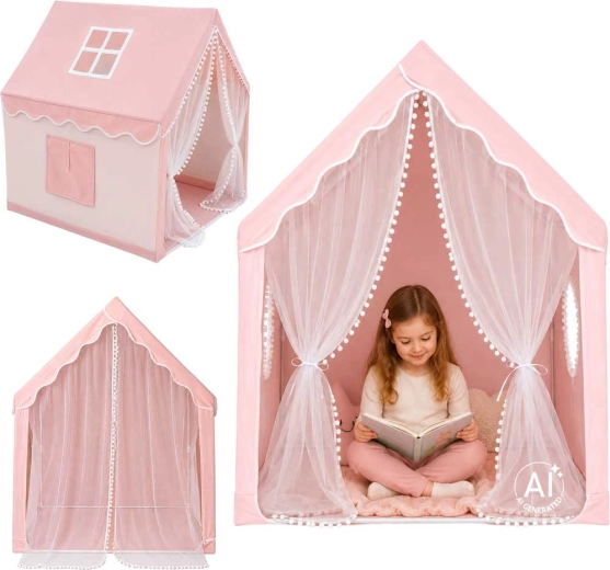 Tenda pieghevole per bambini a forma di casetta per la cameretta, rosa