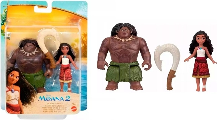 Disney Vaiana 2 set di personaggi Vaiana e Maui con gancio magico